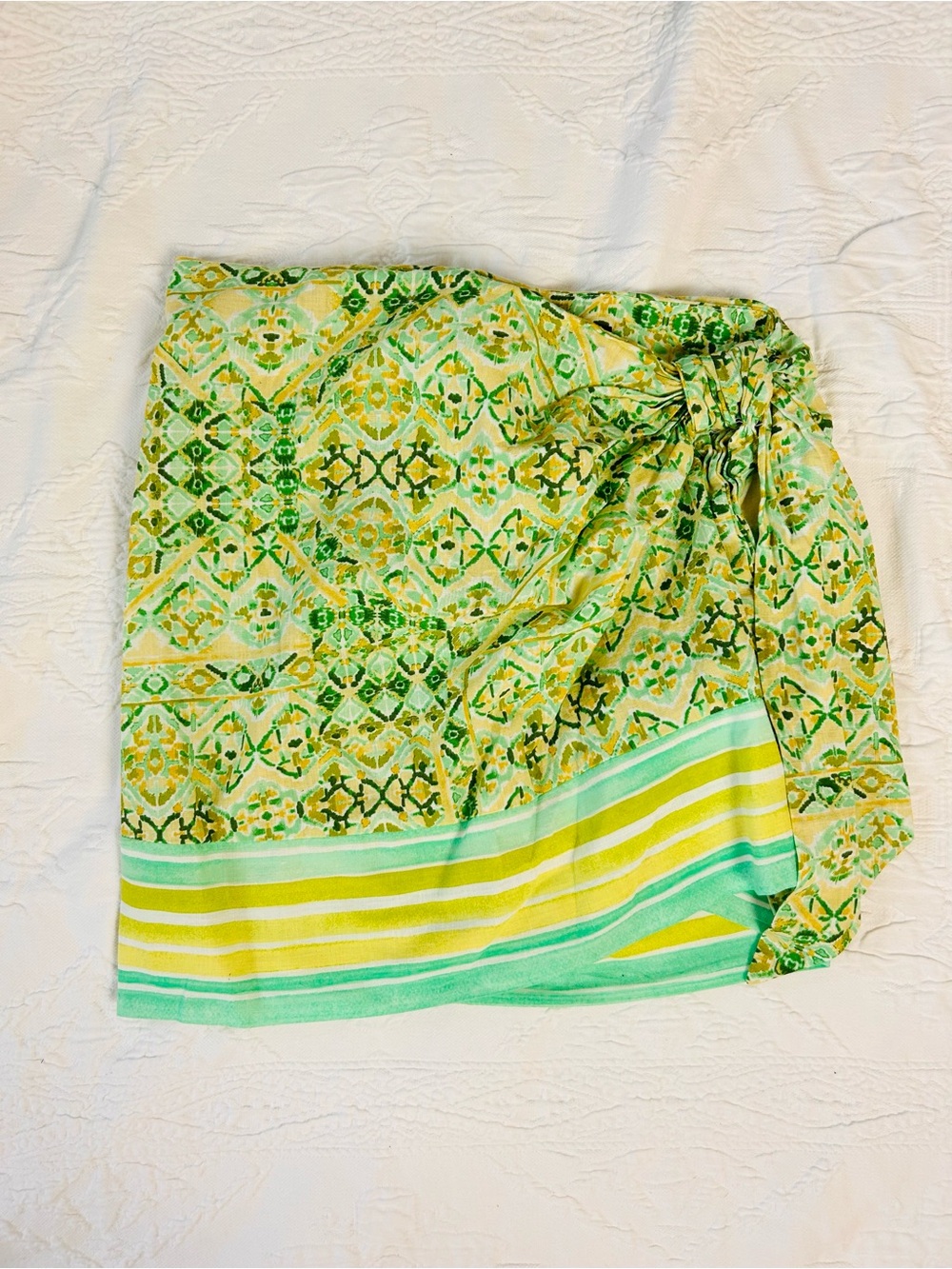Zara Green and Yellow Patterned Swim Sarong